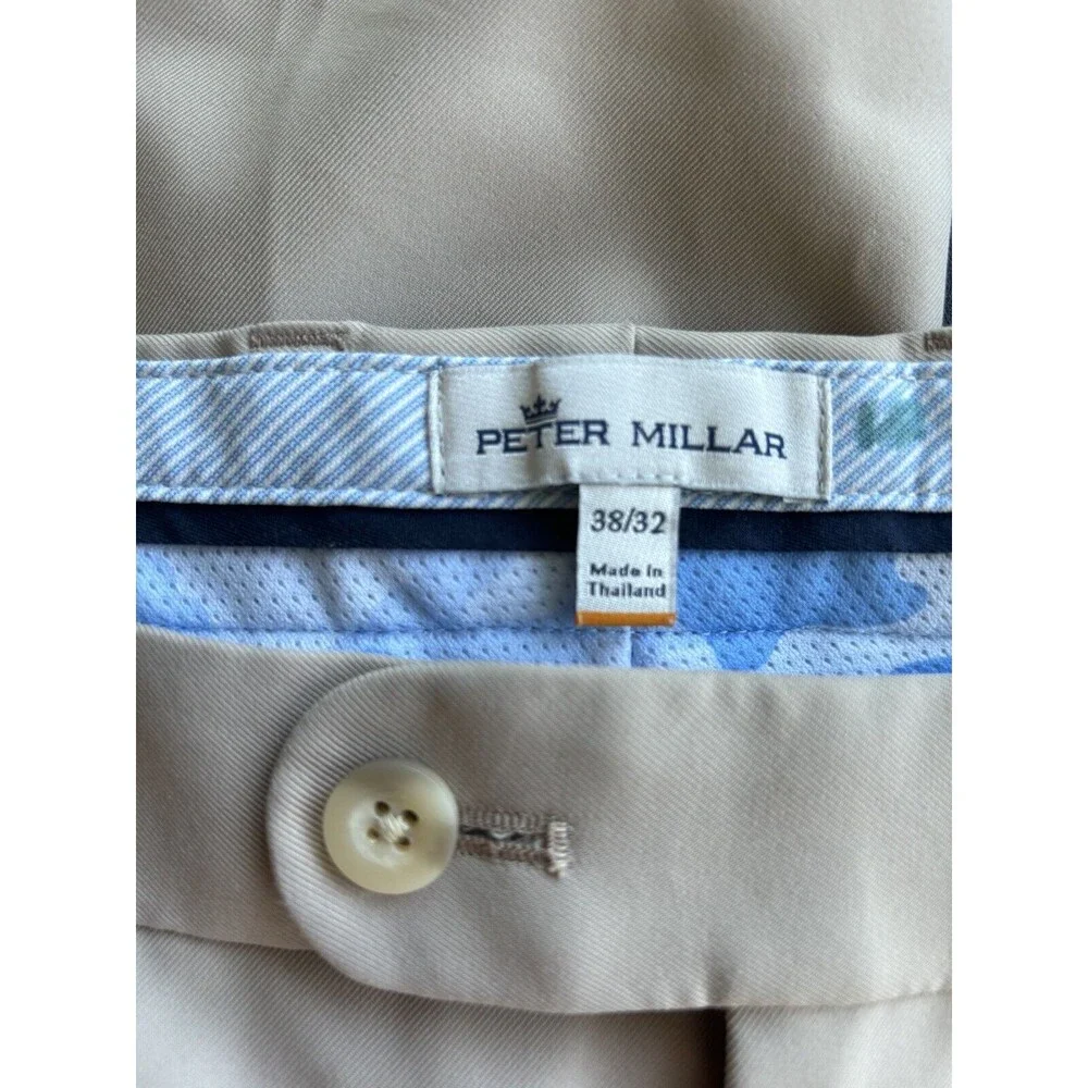Peter Millar Men’s Pant 38X32 Durham High Drape Performance Beige MS19EB78FB